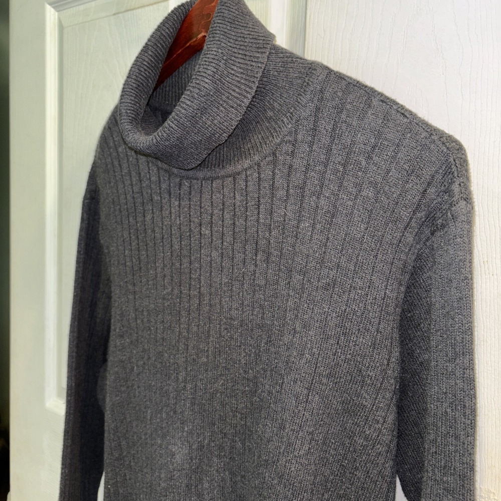 Pria  Pullover Sweater Turtleneck Long Sleeve Stretch Charcoal Grey Women's SzXL